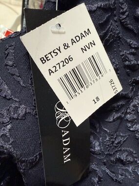 Betsy & Adam Dark Navy Lace Overlay Dress